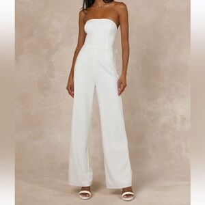 Lulu's Chic White Strapless Jumpsuit